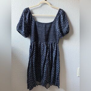 Elegant Navy Floral Midi Dress